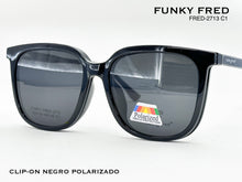 Cargar imagen en el visor de la galería, <div title='Genero CLIP-ON | Forma UNISEX CUADRADO | Color NEGRO | | COMPLETOmmANCHOTOTAL | 146mmANCHODELENTE | 56mmALTURADELENTE | 49mmPUENTE | 18mmLONGITUDDE' > FRED-2713 C1 </div>