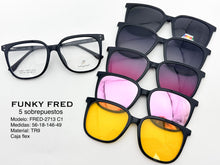 Cargar imagen en el visor de la galería, <div title='Genero CLIP-ON | Forma UNISEX CUADRADO | Color NEGRO | | COMPLETOmmANCHOTOTAL | 146mmANCHODELENTE | 56mmALTURADELENTE | 49mmPUENTE | 18mmLONGITUDDE' > FRED-2713 C1 </div>