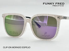 Cargar imagen en el visor de la galería, <div title='Genero CLIP-ON | Forma MUJER CUADRADO | Color BLANCO TRASPARENTE | | COMPLETOmmANCHOTOTAL | 146mmANCHODELENTE | 56mmALTURADELENTE | 49mmPUENTE | 18m' > FRED-2713 C6 </div>