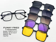 Cargar imagen en el visor de la galería, <div title='Genero CLIP-ON | Forma UNISEX CUADRADO | Color NEGRO | | COMPLETOmmANCHOTOTAL | 140mmANCHODELENTE | 51mmALTURADELENTE | 43mmPUENTE | 19mmLONGITUDDE' > FRED-2714 C1 </div>