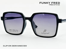 Cargar imagen en el visor de la galería, <div title='Genero CLIP-ON | Forma UNISEX CUADRADO | Color NEGRO | | COMPLETOmmANCHOTOTAL | 140mmANCHODELENTE | 51mmALTURADELENTE | 43mmPUENTE | 19mmLONGITUDDE' > FRED-2714 C3 </div>