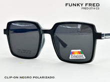 Cargar imagen en el visor de la galería, <div title='Genero CLIP-ON | Forma UNISEX CUADRADO | Color NEGRO | | COMPLETOmmANCHOTOTAL | 140mmANCHODELENTE | 51mmALTURADELENTE | 43mmPUENTE | 19mmLONGITUDDE' > FRED-2714 C3 </div>