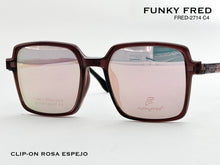 Cargar imagen en el visor de la galería, <div title='Genero CLIP-ON | Forma UNISEX CUADRADO | Color CAFE | | COMPLETOmmANCHOTOTAL | 140mmANCHODELENTE | 51mmALTURADELENTE | 43mmPUENTE | 19mmLONGITUDDEV' > FRED-2714 C4 </div>
