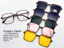Cargar imagen en el visor de la galería, <div title='Genero CLIP-ON | Forma UNISEX CUADRADO | Color CAFE | | COMPLETOmmANCHOTOTAL | 140mmANCHODELENTE | 51mmALTURADELENTE | 43mmPUENTE | 19mmLONGITUDDEV' > FRED-2714 C4 </div>