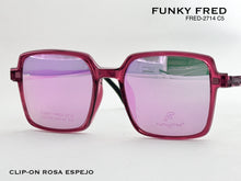 Cargar imagen en el visor de la galería, <div title='Genero CLIP-ON | Forma UNISEX CUADRADO | Color ROSA | | COMPLETOmmANCHOTOTAL | 140mmANCHODELENTE | 51mmALTURADELENTE | 46mmPUENTE | 19mmLONGITUDDEV' > FRED-2714 C5 </div>