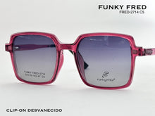 Cargar imagen en el visor de la galería, <div title='Genero CLIP-ON | Forma UNISEX CUADRADO | Color ROSA | | COMPLETOmmANCHOTOTAL | 140mmANCHODELENTE | 51mmALTURADELENTE | 46mmPUENTE | 19mmLONGITUDDEV' > FRED-2714 C5 </div>