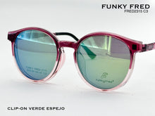 Cargar imagen en el visor de la galería, <div title='Genero CLIP-ON | Forma UNISEX REDONDO | Color ROSA | | COMPLETOmmANCHOTOTAL | 137mmANCHODELENTE | 49mmALTURADELENTE | 47mmPUENTE | 19mmLONGITUDDEVA' > FRED-2715 C3 </div>