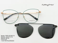 Cargar imagen en el visor de la galería, <div title='Genero MUJER | Forma GATO | Color DORADO VERDE | COMPLETO | 143mmANCHOTOTAL | 55mmANCHODELENTE | 49mmALTURADELENTE | 16mmPUENTE | 140mmLONGITUDDEVAR' > FRED-3013SP C5 </div>