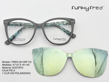 Cargar imagen en el visor de la galería, <div title='Genero MUJER | Forma GATO | Color GRIS | COMPLETO | 142mmANCHOTOTAL | 53mmANCHODELENTE | 47mmALTURADELENTE | 16mmPUENTE | 145MMLONGITUDDEVARILLA | ' > FRED-3213SP C5 </div>