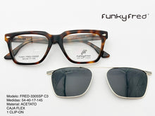 Cargar imagen en el visor de la galería, <div title='Genero UNISEX | Forma CUADRADO RECTANGULAR | Color CAREY | COMPLETO | 140mmANCHOTOTAL | 52mmANCHODELENTE | 38mmALTURADELENTE | 17mmPUENTE | 145MMLON' > FRED-3305SP C3 </div>