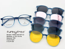 Cargar imagen en el visor de la galería, <div title='Genero UNISEX | Forma REDONDO | Color AZUL | COMPLETO | 135mmANCHOTOTAL | 50mmANCHODELENTE | 45mmALTURADELENTE | 20mmPUENTE | 145MM LONGIT' > FRED-3401SP C2 </div>