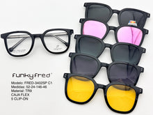Cargar imagen en el visor de la galería, <div title='Genero UNISEX | Forma CUADRADO | Color NEGRO | COMPLETO | 150mmANCHOTOTAL | 50mmANCHODELENTE | 45mmALTURADELENTE | 24mmPUENTE | 146MM LONG' > FRED-3402SP C1 </div>