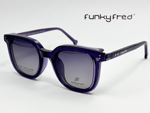 Cargar imagen en el visor de la galería, <div title='Genero UNISEX | Forma CUADRADO | Color MORADO | COMPLETO | 150mmANCHOTOTAL | 50mmANCHODELENTE | 45mmALTURADELENTE | 24mmPUENTE | 146MM LON' > FRED-3402SP C3 </div>