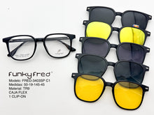 Cargar imagen en el visor de la galería, <div title='Genero UNISEX | Forma CUADRADO | Color NEGRO | COMPLETO | 140mmANCHOTOTAL | 49mmANCHODELENTE | 45mmALTURADELENTE | 19mmPUENTE | 145MM LONG' > FRED-3403SP C1 </div>