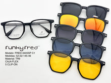 Cargar imagen en el visor de la galería, <div title='Genero UNISEX | Forma CUADRADO | Color NEGRO | COMPLETO | 145mmANCHOTOTAL | 51mmANCHODELENTE | 45mmALTURADELENTE | 22mmPUENTE | 145MM LONG' > FRED-3405SP C1 </div>