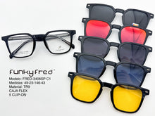 Cargar imagen en el visor de la galería, <div title='Genero UNISEX | Forma CUADRADO | Color NEGRO | COMPLETO | 140mmANCHOTOTAL | 48mmANCHODELENTE | 42mmALTURADELENTE | 23mmPUENTE | 146MM LONG' > FRED-3406SP C1 </div>