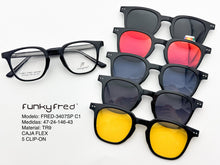 Cargar imagen en el visor de la galería, <div title='Genero UNISEX | Forma CUADRADO REDONDO | Color NEGRO | COMPLETO | 137mmANCHOTOTAL | 46mmANCHODELENTE | 42mmALTURADELENTE | 24mmPUENTE | 146' > FRED-3407SP C1 </div>