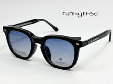 Cargar imagen en el visor de la galería, <div title='Genero UNISEX | Forma CUADRADO | Color NEGRO | COMPLETO | 145mmANCHOTOTAL | 52mmANCHODELENTE | 45mmALTURADELENTE | 22mmPUENTE | 145MM LONG' > FRED-3408SP C1 </div>