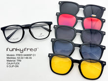 Cargar imagen en el visor de la galería, <div title='Genero UNISEX | Forma CUADRADO | Color NEGRO | COMPLETO | 145mmANCHOTOTAL | 52mmANCHODELENTE | 45mmALTURADELENTE | 22mmPUENTE | 145MM LONG' > FRED-3408SP C1 </div>