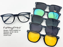 Cargar imagen en el visor de la galería, <div title='Genero UNISEX | Forma CUADRADO REDONDO | Color AZUL | COMPLETO | 145mmANCHOTOTAL | 52mmANCHODELENTE | 45mmALTURADELENTE | 22mmPUENTE | 146M' > FRED-3408SP C4 </div>