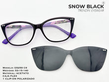 Cargar imagen en el visor de la galería, <div title='Genero MUJER | Forma GATO | Color MORADO NEGRO | COMPLETO | 138mmANCHOTOTAL | 51mmANCHODELENTE | 40mmALTURADELENTE | 15mmPUENTE | 140mmLONGITUDDEVAR' > G5259 C6 </div>