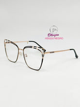 Cargar imagen en el visor de la galería, <div title='Genero MUJER | Forma GATO | Color NEGRO DORADO | RANURADO | 140mmANCHOTOTAL | 54mmANCHODELENTE | 46mmALTURADELENTE | 17mmPUENTE | 145mmLONGITUDDEVAR' > HS5220 NEGRO </div>
