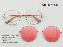 Cargar imagen en el visor de la galería, <div title='Genero UNISEX | Forma REDONDO | Color DORADO | COMPLETO | 142mmANCHOTOTAL | 53mmANCHODELENTE | 48mmALTURADELENTE | 20mmPUENTE | 140MMLONGITUDDEVARI' > MAX-MEN-141 C3 </div>