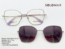 Cargar imagen en el visor de la galería, <div title='Genero MUJER | Forma CUADRADO GATO | Color MORADO PLATA | COMPLETO | 142mmANCHOTOTAL | 55mmANCHODELENTE | 47mmALTURADELENTE | 17mmPUENTE | 140MMLONGI' > MAX-MEN-142 C4 </div>