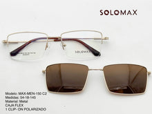 Cargar imagen en el visor de la galería, <div title='Genero UNISEX | Forma RECTANGULAR | Color DORADO | COMPLETO | 145mmANCHOTOTAL | 53mmANCHODELENTE | 36mmALTURADELENTE | 18mmPUENTE | 145MMLONGITUDDE' > MAX-MEN-150 C2 </div>