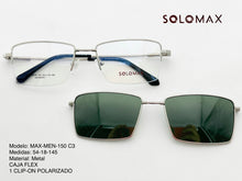 Cargar imagen en el visor de la galería, <div title='Genero UNISEX | Forma RECTANGULAR | Color PLATA | COMPLETO | 145mmANCHOTOTAL | 53mmANCHODELENTE | 36mmALTURADELENTE | 18mmPUENTE | 145MMLONGITUDDEV' > MAX-MEN-150 C3 </div>