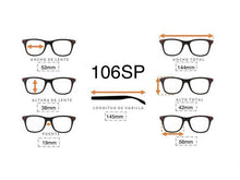 Cargar imagen en el visor de la galería, <div title='Genero UNISEX | Forma CUADRADO RECTANGULAR | Color GRIS | COMPLETO | 144mmANCHOTOTAL | 53mmANCHODELENTE | 38mmALTURADELENTE | 19mmPUENTE | ' > 106SP M.GUN </div>