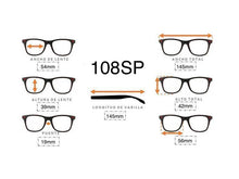 Cargar imagen en el visor de la galería, <div title='Genero UNISEX | Forma CUADRADO RECTANGULAR | Color NEGRO | COMPLETO | 145mmANCHOTOTAL | 54mmANCHODELENTE | 39mmALTURADELENTE | 19mmPUENTE |' > 108SP M.BLACK </div>