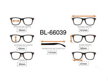 Cargar imagen en el visor de la galería, <div title='Genero UNISEX | Forma CUADRADO RECTANGULAR | Color BLANCO NARANJA | COMPLETO | 141mmANCHOTOTAL | 53mmANCHODELENTE | 43mmALTURADELENTE | 20mmPUENTE | ' > BL-66039 BN </div>