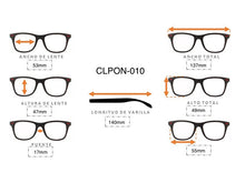 Cargar imagen en el visor de la galería, <div title='Genero MUJER | Forma GATO | Color AZUL | COMPLETO | 137mmANCHOTOTAL | 53mmANCHODELENTE | 47mmALTURADELENTE | 17mmPUENTE | 140mmLONGITUDDEVARILLA | ' > CLPON-010 BLUE </div>