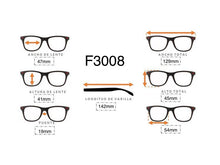 Cargar imagen en el visor de la galería, <div title='Genero UNISEX | Forma REDONDO | Color CAFE | COMPLETO | 129mmANCHOTOTAL | 47mmANCHODELENTE | 41mmALTURADELENTE | 19mmPUENTE | 142MM LONGIT' > F3008 C2 </div>