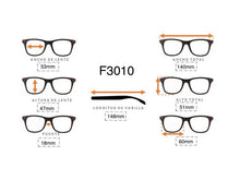 Cargar imagen en el visor de la galería, <div title='Genero UNISEX | Forma GATO | Color NEGRO | COMPLETO | 140mmANCHOTOTAL | 53mmANCHODELENTE | 47mmALTURADELENTE | 18mmPUENTE | 148MM LONGITUD' > F3010 C1 </div>