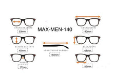 Cargar imagen en el visor de la galería, <div title='Genero MUJER | Forma GATO | Color NEGRO | COMPLETO | 140mmANCHOTOTAL | 53mmANCHODELENTE | 45mmALTURADELENTE | 17mmPUENTE | 140MMLONGITUDDEVARILLA |' > MAX-MEN-140 C1 </div>