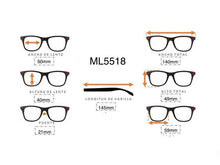 Cargar imagen en el visor de la galería, <div title='UNISEX | CUADRADO | | ACETATO | NEGRO | | Tipo Lente COMPLETO' > ML5518 C1 </div>