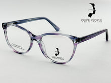 Cargar imagen en el visor de la galería, <div title='Genero MUJER | Forma GATO | Color AZUL ROSA | COMPLETO | 137mmANCHOTOTAL | 51mmANCHODELENTE | 41mmALTURADELENTE | 16mmPUENTE | 145MM LONGIT' > OLIVE-024SP BLUE </div>