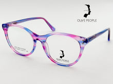 Cargar imagen en el visor de la galería, <div title='Genero MUJER | Forma GATO | Color AZUL ROSA | COMPLETO | 138mmANCHOTOTAL | 50mmANCHODELENTE | 44mmALTURADELENTE | 17mmPUENTE | 140MM LONGIT' > OLIVE-026SP BLUE-PINK </div>