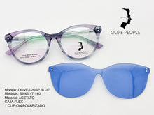 Cargar imagen en el visor de la galería, <div title='Genero MUJER | Forma GATO | Color AZUL MORADO | COMPLETO | 138mmANCHOTOTAL | 50mmANCHODELENTE | 44mmALTURADELENTE | 17mmPUENTE | 140MM LONG' > OLIVE-026SP BLUE </div>