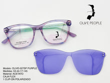 Cargar imagen en el visor de la galería, <div title='Genero MUJER | Forma GATO | Color PURPURA | COMPLETO | 137mmANCHOTOTAL | 50mmANCHODELENTE | 43mmALTURADELENTE | 17mmPUENTE | 145MM LONGITU' > OLIVE-027SP PURPLE </div>