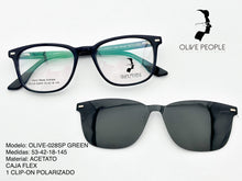 Cargar imagen en el visor de la galería, <div title='Genero UNISEX | Forma CUADRADO | Color AZUL VERDE | COMPLETO | 139mmANCHOTOTAL | 51mmANCHODELENTE | 40mmALTURADELENTE | 18mmPUENTE | 145MM ' > OLIVE-028SP GREEN </div>