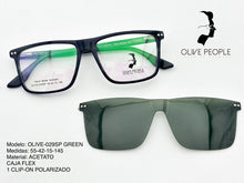 Cargar imagen en el visor de la galería, <div title='Genero UNISEX | Forma CUADRADO RECTANGULAR | Color AZUL VERDE | COMPLETO | 138mmANCHOTOTAL | 54mmANCHODELENTE | 40mmALTURADELENTE | 15mm PUEN' > OLIVE-029SP GREEN </div>