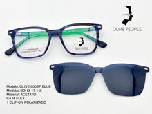 Cargar imagen en el visor de la galería, <div title='Genero UNISEX | Forma CUADRADO RECTANGULAR | Color AZUL | COMPLETO | 139mmANCHOTOTAL | 50mmANCHODELENTE | 40mmALTURADELENTE | 17mmPUENTE | ' > OLIVE-030SP BLUE </div>