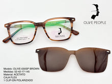 Cargar imagen en el visor de la galería, <div title='Genero UNISEX | Forma CUADRADO RECTANGULAR | Color CAFE | COMPLETO | 139mmANCHOTOTAL | 50mmANCHODELENTE | 40mmALTURADELENTE | 17mmPUENTE | ' > OLIVE-030SP BROWN </div>