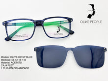 Cargar imagen en el visor de la galería, <div title='Genero UNISEX | Forma RECTANGULAR | Color AZUL | COMPLETO | 142mmANCHOTOTAL | 54mmANCHODELENTE | 40mmALTURADELENTE | 16mmPUENTE | 145MM LO' > OLIVE-031SP BLUE </div>