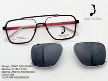 Cargar imagen en el visor de la galería, <div title='Genero UNISEX | Forma CUADRADO RECTANGULAR | Color AZUL ROJO | COMPLETO | 145mmANCHOTOTAL | 55mmANCHODELENTE | 42mmALTURADELENTE | 17mm PUENT' > SP001 D.BLUE-RED </div>