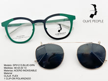 Cargar imagen en el visor de la galería, <div title='Genero UNISEX | Forma REDONDO | Color AZUL VERDE | COMPLETO | 139mmANCHOTOTAL | 46mmANCHODELENTE | 41mmALTURADELENTE | 22mmPUENTE | 138MM L' > SP012 D.BLUE-GRN </div>