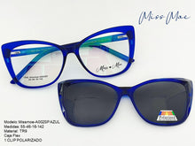 Cargar imagen en el visor de la galería, <div title='Genero CLIP-ON | Forma MUJER GATO | Color AZUL | | COMPLETOmmANCHOTOTAL | 141mmANCHODELENTE | 54mmALTURADELENTE | 16mmPUENTE | 142mmLONGITUDDEVARIL' > Missmoe-A002SP AZUL </div>